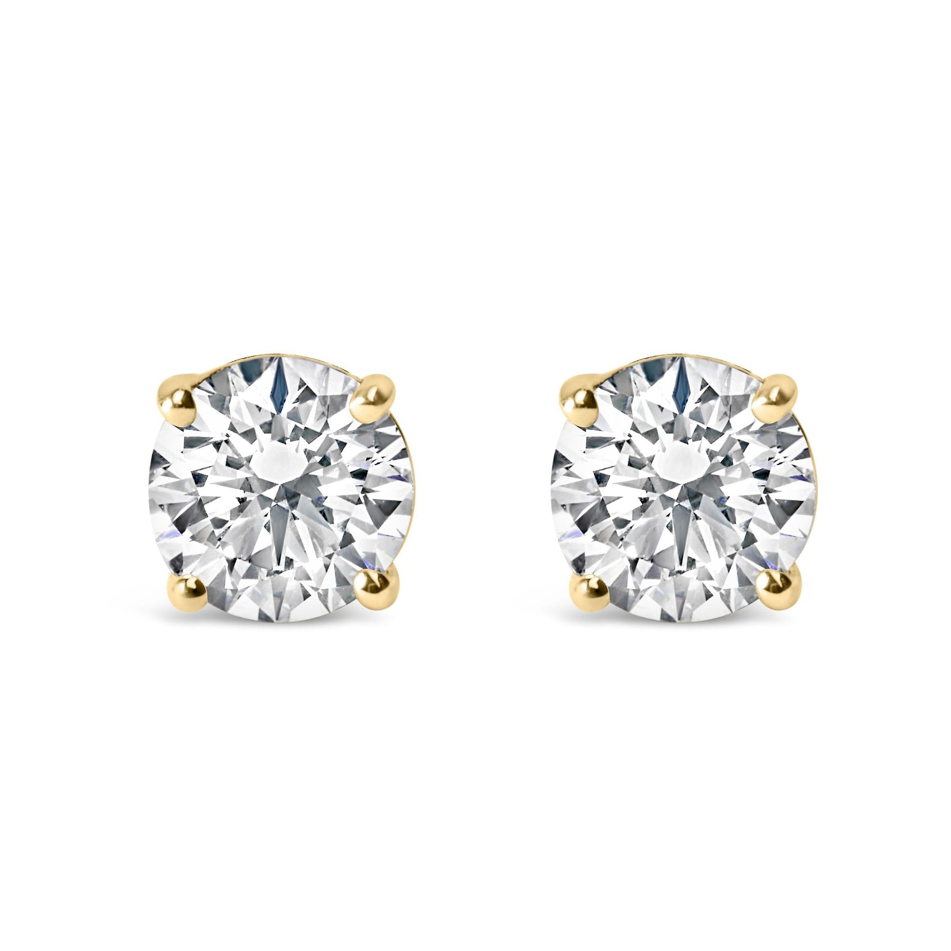 14K Gold 3.0 Cttw Lab Grown Diamond Solitaire Stud Earrings-1