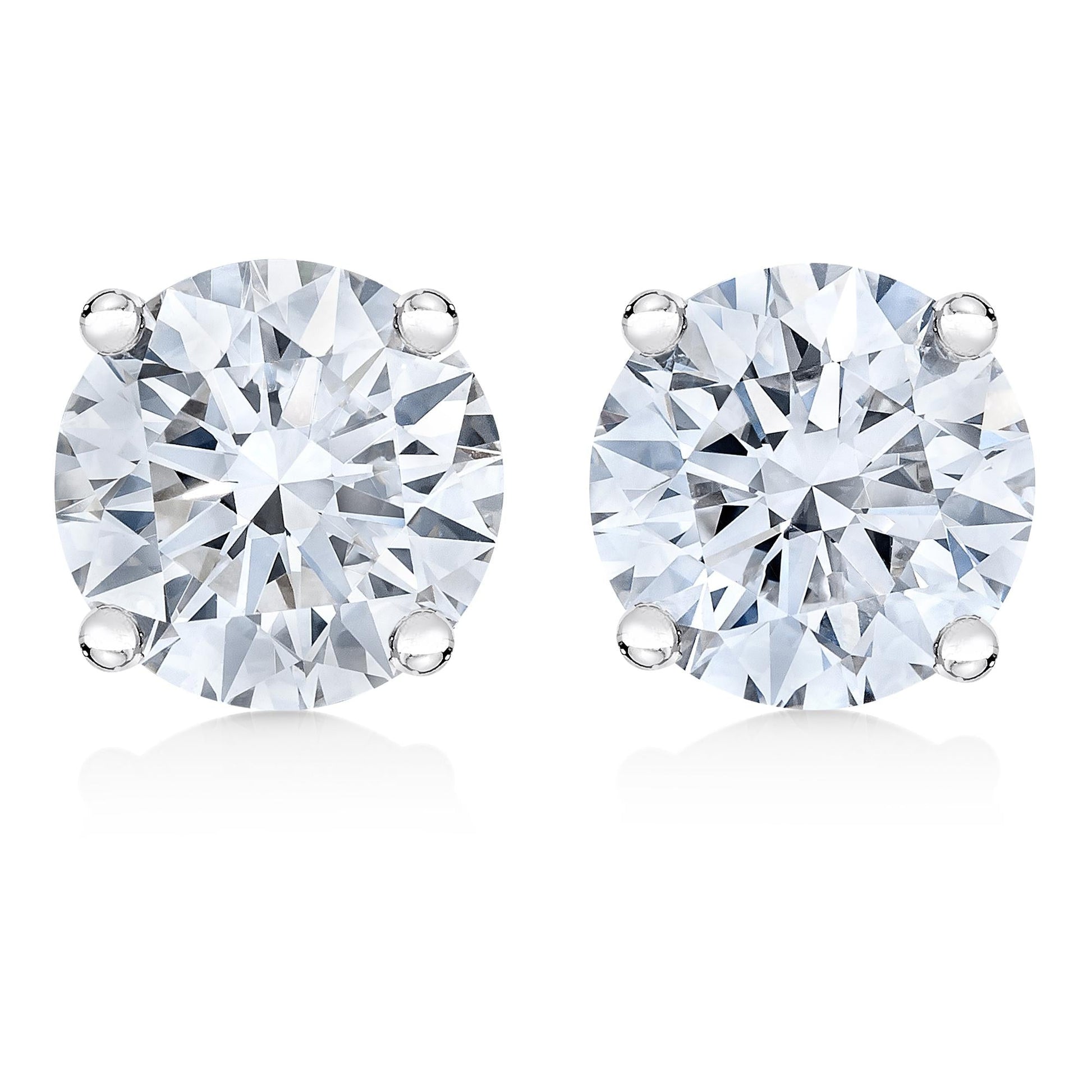 AGS Certified 14K White Gold 1.0 Cttw 4-Prong Set Brilliant Round-Cut Solitaire Diamond Push Back Stud Earrings (H-I Color, SI2-I1 Clarity)-0