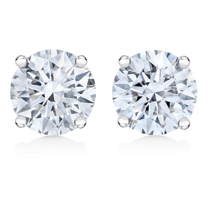 AGS Certified 14K White Gold 1.0 Cttw 4-Prong Set Brilliant Round-Cut Solitaire Diamond Push Back Stud Earrings (H-I Color, SI2-I1 Clarity)-0