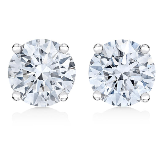 AGS Certified 14K White Gold 1.0 Cttw 4-Prong Set Brilliant Round-Cut Solitaire Diamond Push Back Stud Earrings (H-I Color, SI2-I1 Clarity)-0