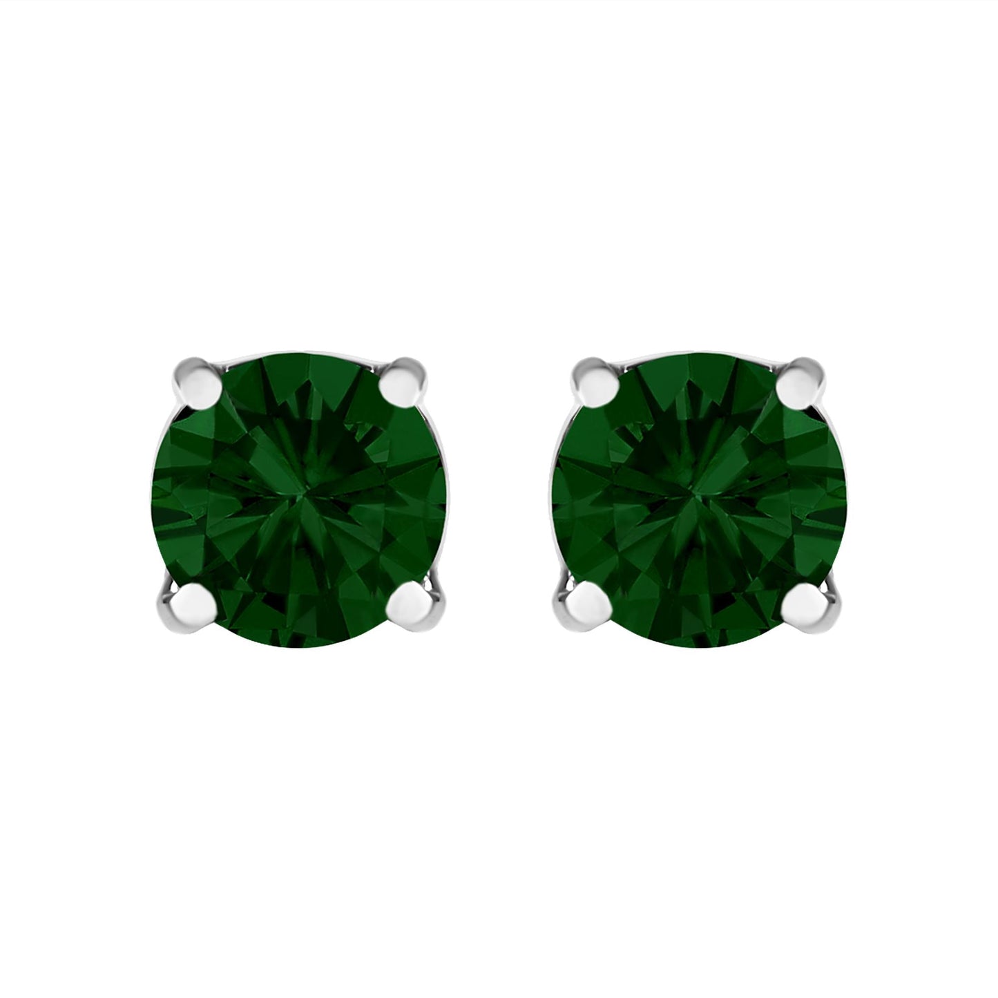 14K Gold Lab Grown Green Diamond Classic Solitaire Stud Earrings-4