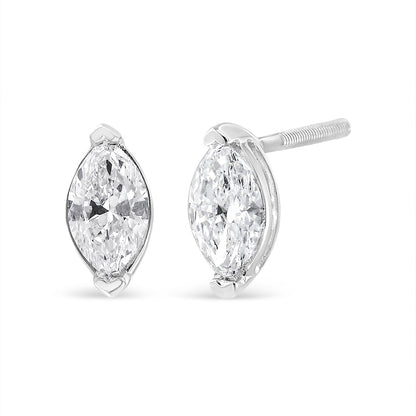 14K White Gold 4/5 Cttw Marquise Lab Grown Diamond Solitaire Stud Earrings-0