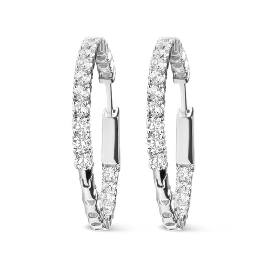 14K White Gold 3.00 Cttw Lab Grown Diamond Inside Out Hoop Earrings (F-G Color, VS1-VS2 Clarity)-0