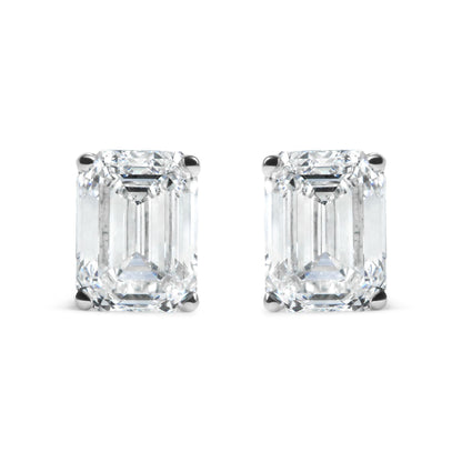 14K White Gold 2.0 Cttw Emerald Cut Lab Grown Diamond Solitaire Stud Earrings (G-H Color, VS1-VS2 Clarity)-0