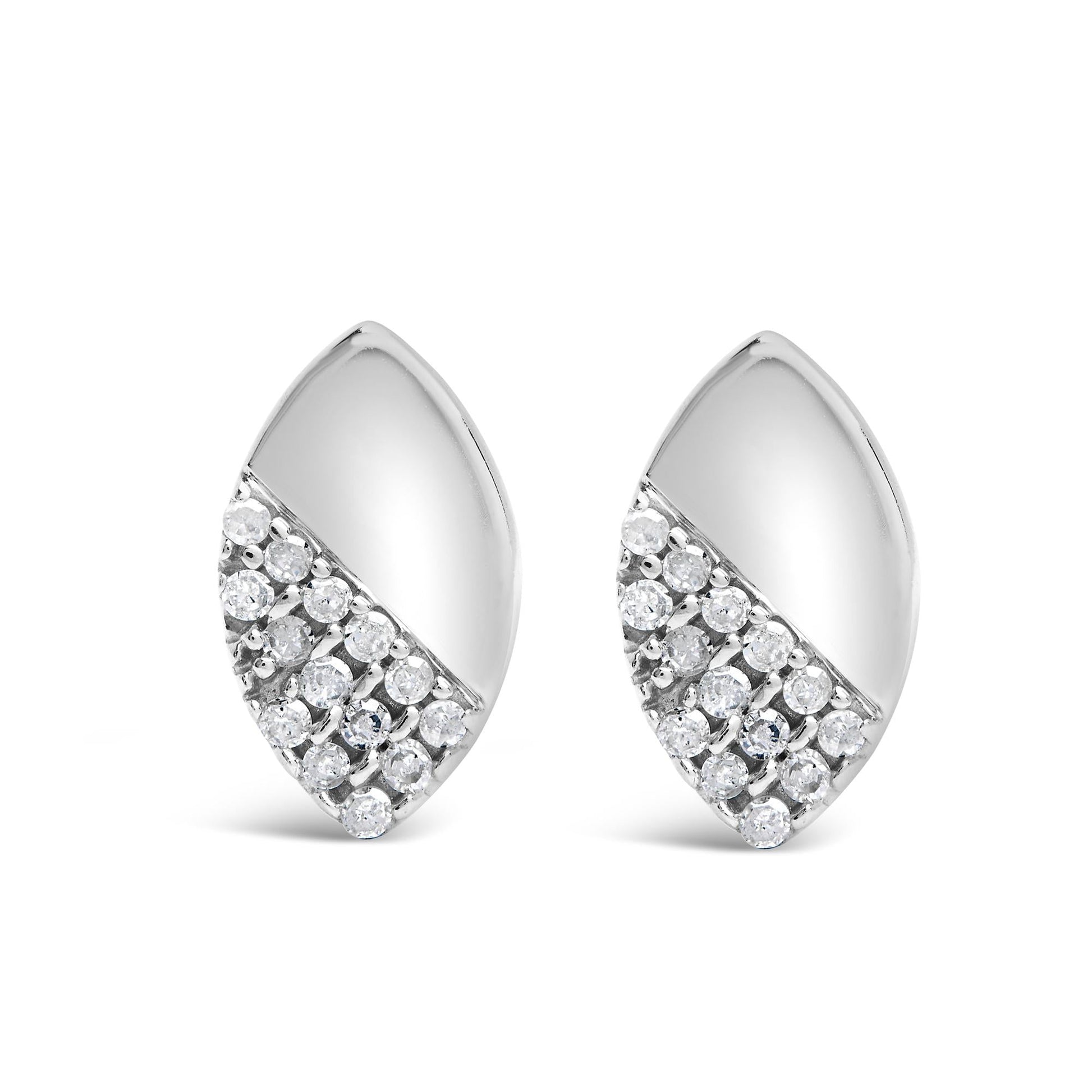 925 Sterling Silver 1/6 Cttw Diamond and Mirror Polish Pear Shape Stud Earrings (I-J Color, I2-I3 Clarity)-0