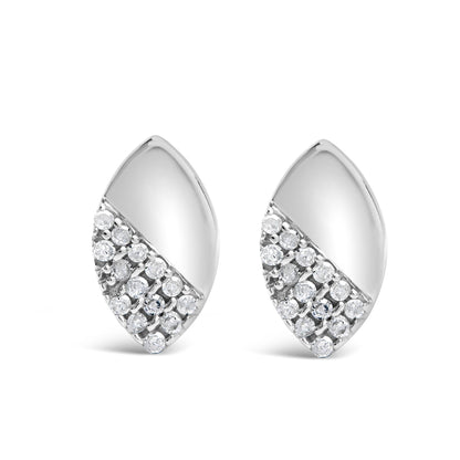 925 Sterling Silver 1/6 Cttw Diamond and Mirror Polish Pear Shape Stud Earrings (I-J Color, I2-I3 Clarity)-0