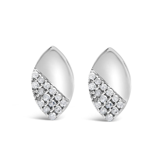 925 Sterling Silver 1/6 Cttw Diamond and Mirror Polish Pear Shape Stud Earrings (I-J Color, I2-I3 Clarity)-0