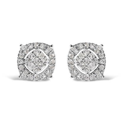 10K White Gold 1/2 Cttw Diamond Cushion Shaped Composite Stud Earrings (I-J Color, I1-I2 Clarity)-0