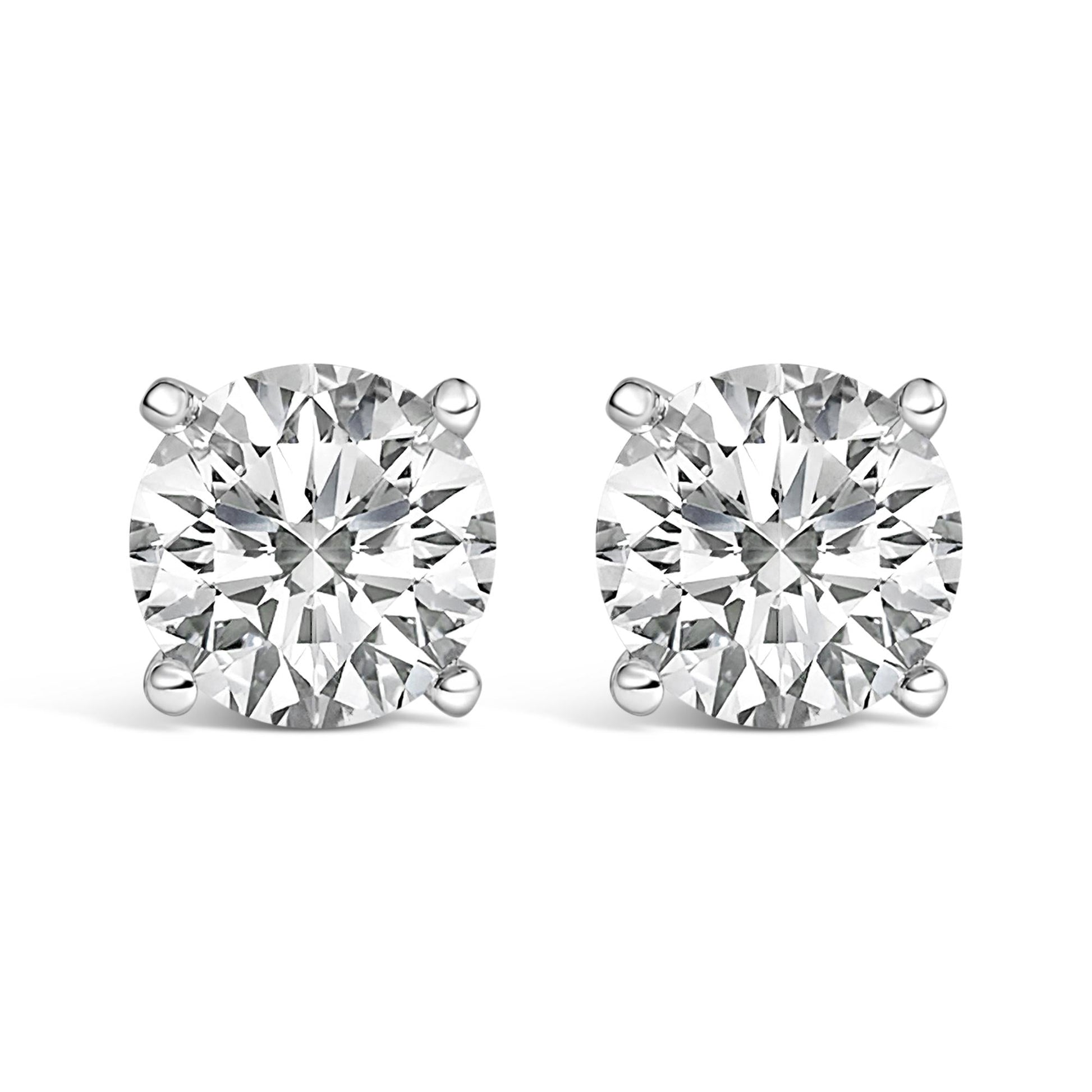 14K White Gold 2 1/2 Cttw Lab Grown Diamond Solitaire Stud Earrings-0