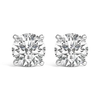 14K White Gold 2 1/2 Cttw Lab Grown Diamond Solitaire Stud Earrings-0