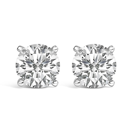 14K White Gold 2 1/2 Cttw Lab Grown Diamond Solitaire Stud Earrings-0