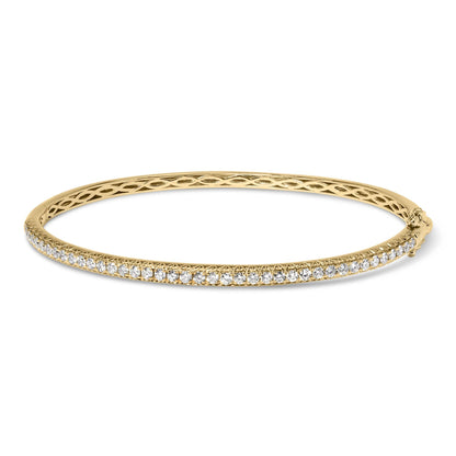 14K Gold 1.00 Cttw Half Eternity Diamond Bangle Bracelet (G-H Color, SI2-I1 Clarity) - 7" Inches-2