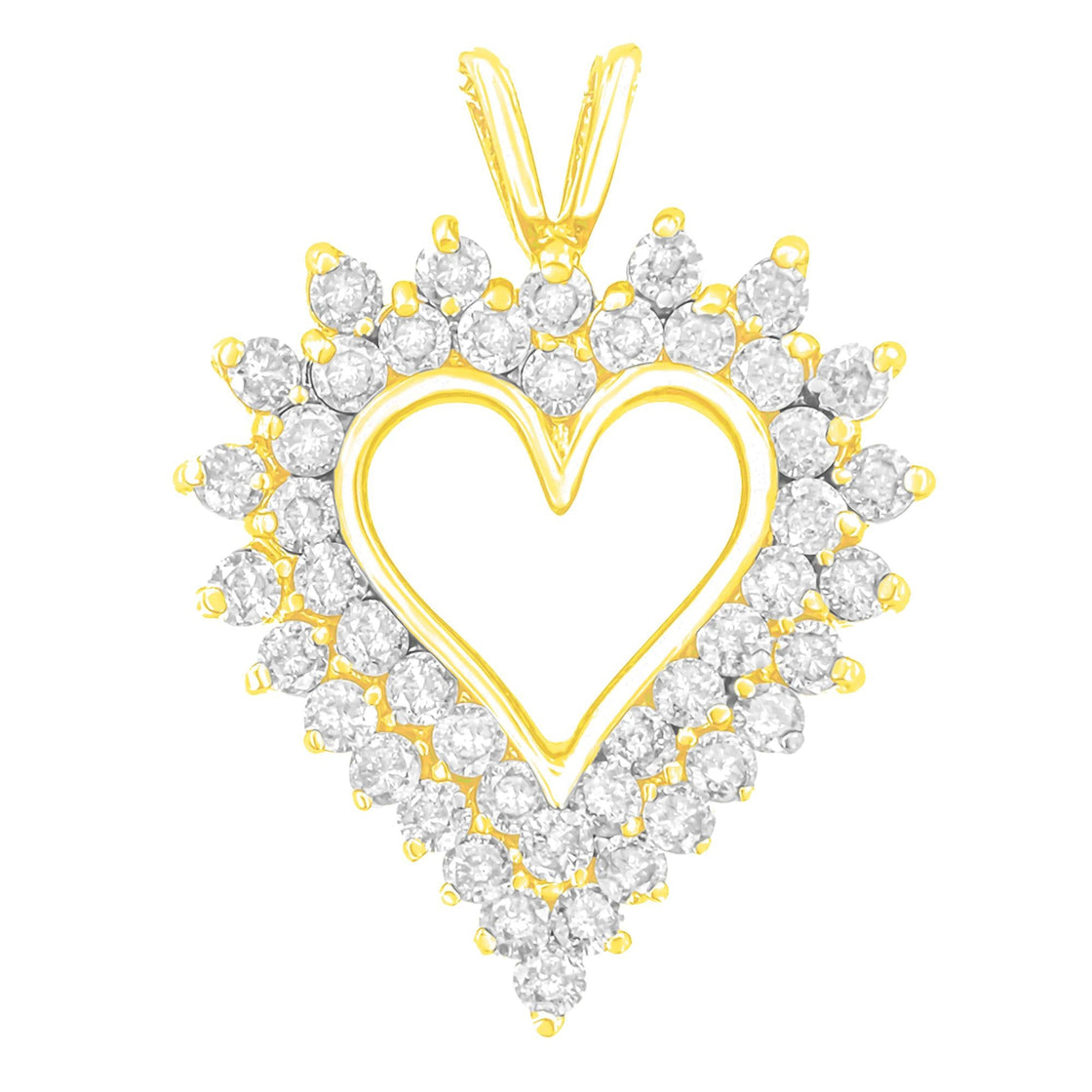 .925 Sterling Silver 3.00 Cttw Round Cut Diamond Cluster Heart 18" Pendant Necklace (K-L Color, I1-I2 Clarity)-1