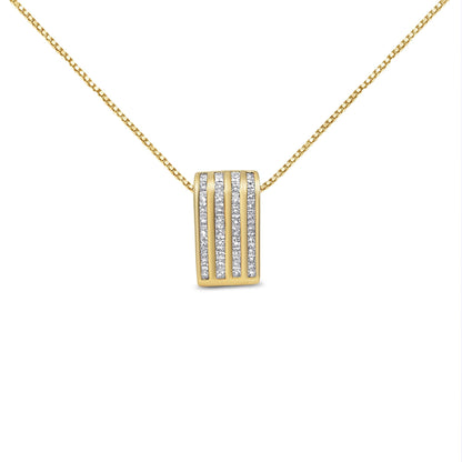 14K Yellow Gold 2 1/3 cttw Princess Cut Diamond Block Pendant Necklace (H-I, SI1-SI2)-0