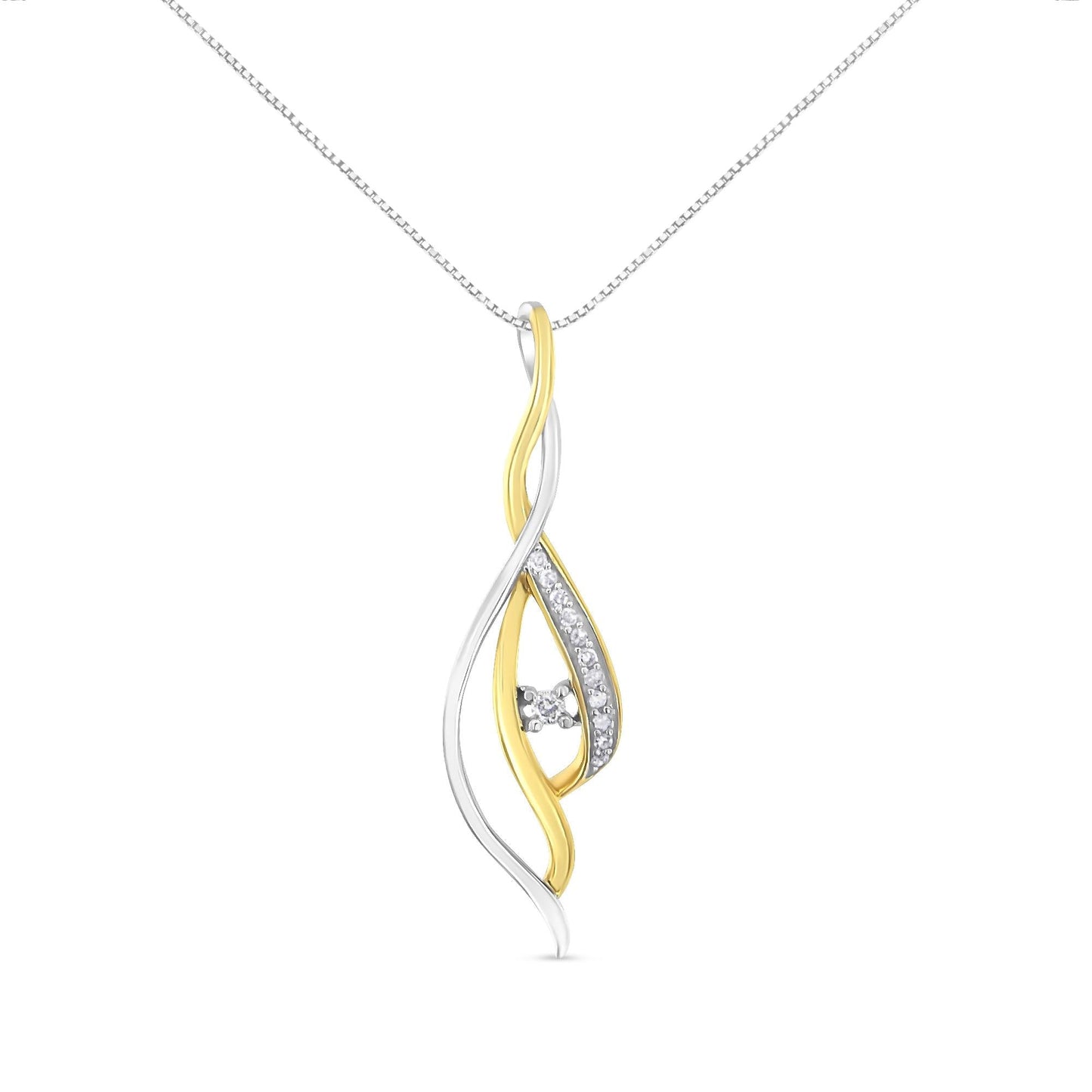 Espira 10K Two-Tone Gold Round Cut Diamond Cascade Pendant Necklace (1/10 cttw, J-K Color, I2-I3 Clarity)-0