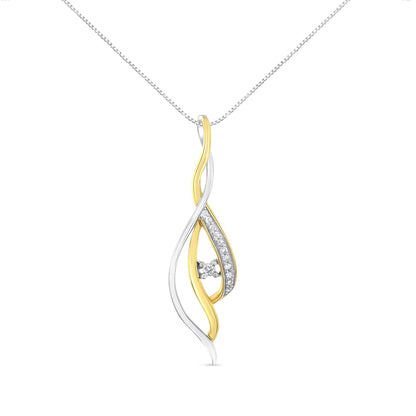 Espira 10K Two-Tone Gold Round Cut Diamond Cascade Pendant Necklace (1/10 cttw, J-K Color, I2-I3 Clarity)-0