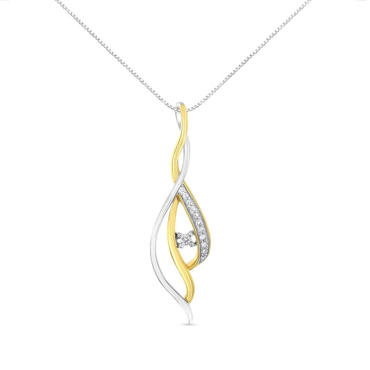 Espira 10K Two-Tone Gold Round Cut Diamond Cascade Pendant Necklace (1/10 cttw, J-K Color, I2-I3 Clarity)-0