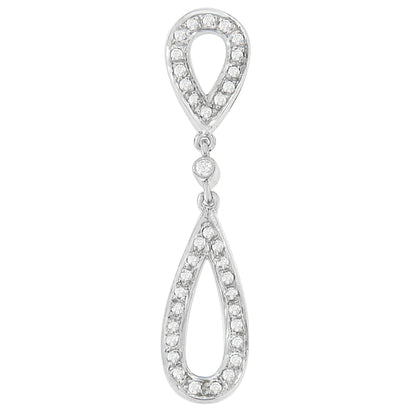 14 White Gold 1/4 cttw Round Cut Diamond Double Tear Drop Pendant Necklace (H-I, I2-I3)-0