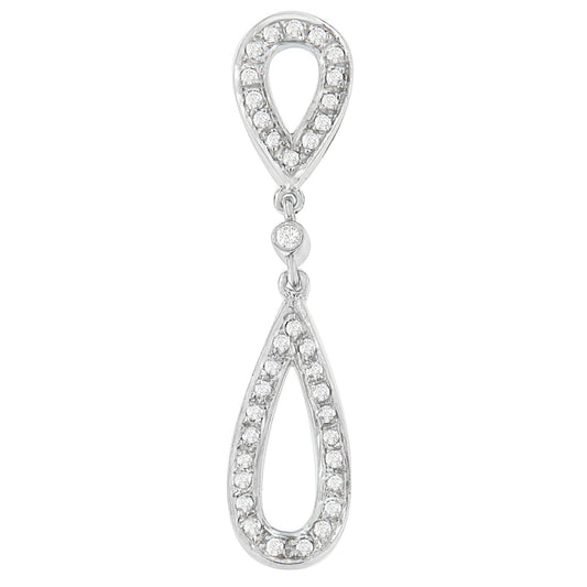 14 White Gold 1/4 cttw Round Cut Diamond Double Tear Drop Pendant Necklace (H-I, I2-I3)-0