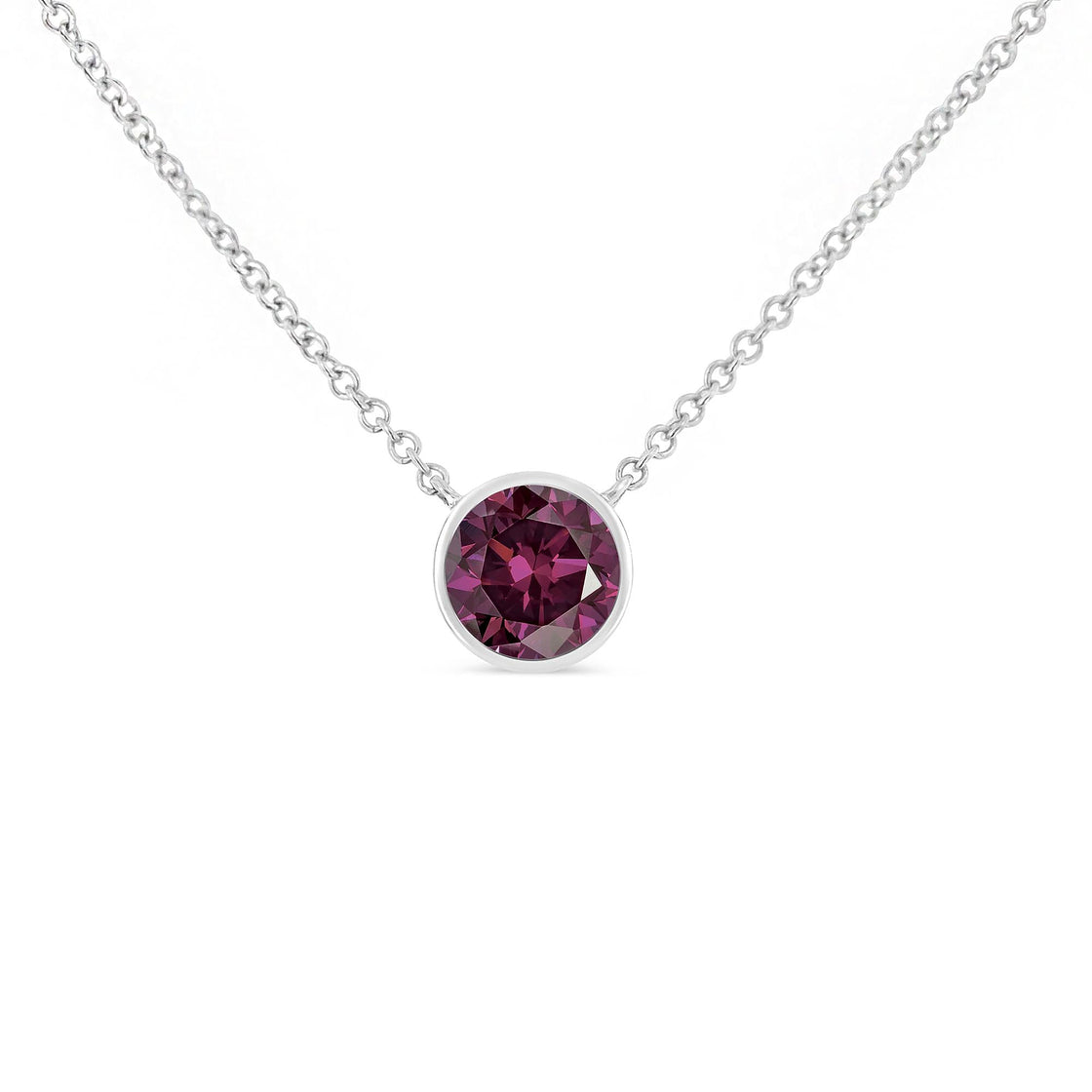 .925 Sterling Silver Bezel Set 3.5mm Created Gemstone Solitaire 18" Pendant Necklace-0