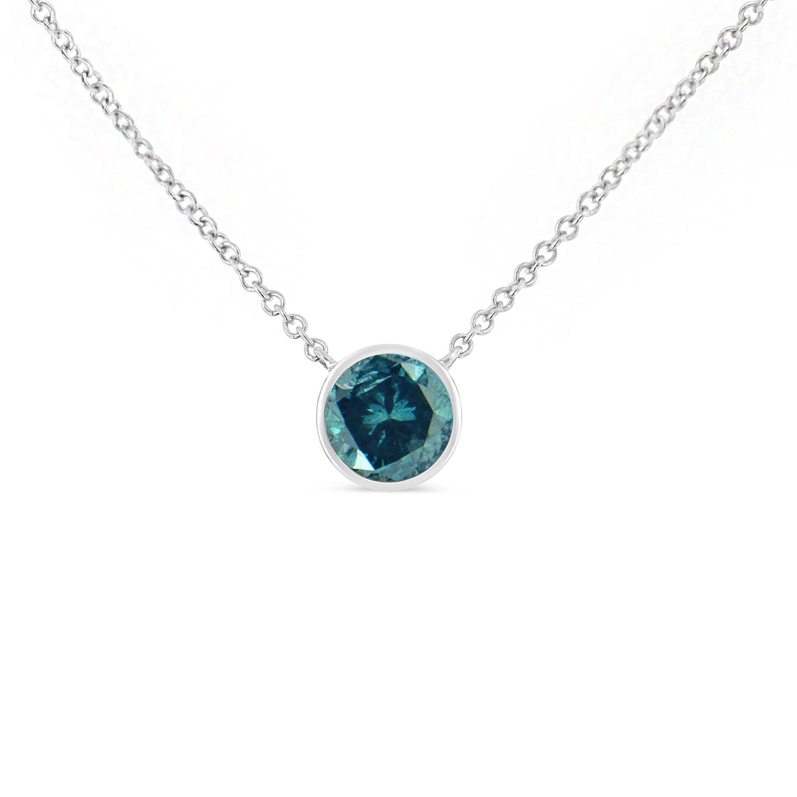.925 Sterling Silver Bezel Set 3.5mm Created Gemstone Solitaire 18" Pendant Necklace-1