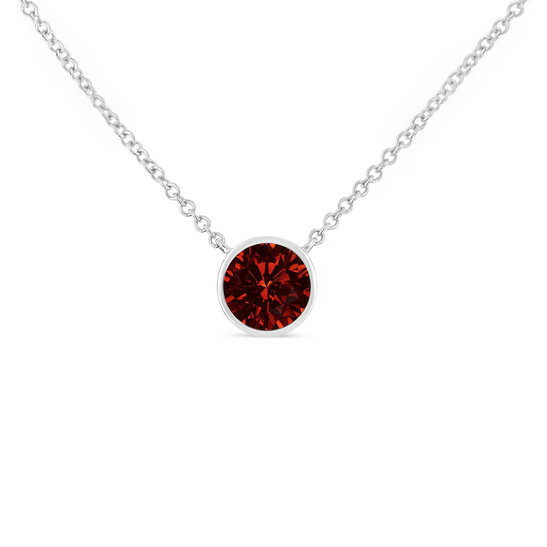 .925 Sterling Silver Bezel Set 3.5mm Created Gemstone Solitaire 18" Pendant Necklace-3