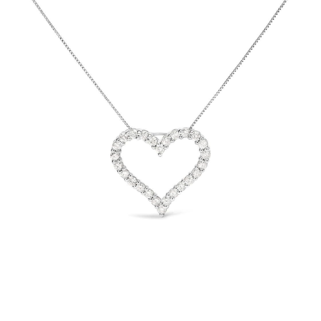 .925 Sterling Silver 2.0 Cttw Diamond Open Heart 18" Pendant Necklace (I-J Color, I2-I3 Clarity)-0