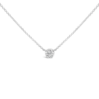 14K White Gold 1.00 Cttw Bezel Set Round Lab-Grown Diamond Solitaire 18" Pendant Necklace (F-G Color, VS1-VS2 Clarity)-0