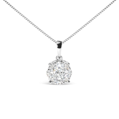 14k White 1.00 Cttw Lab Grown Diamond Cluster Pendant 18" Necklace (G-H Color, VS1-VS2 Clarity)-0