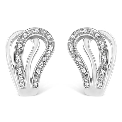 .925 Sterling Silver Pave-Set Diamond Accent Horseshoe Hoop Earring (I-J Color, I1-I2 Clarity)-0