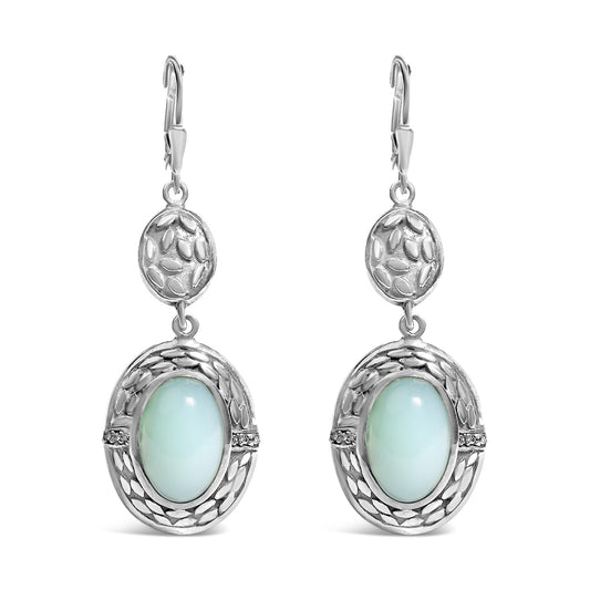 .925 Sterling Silver Chalcedony Diamond Accent Drop and Dangle Earring (K-L Color, I1-I2 Clarity)-0