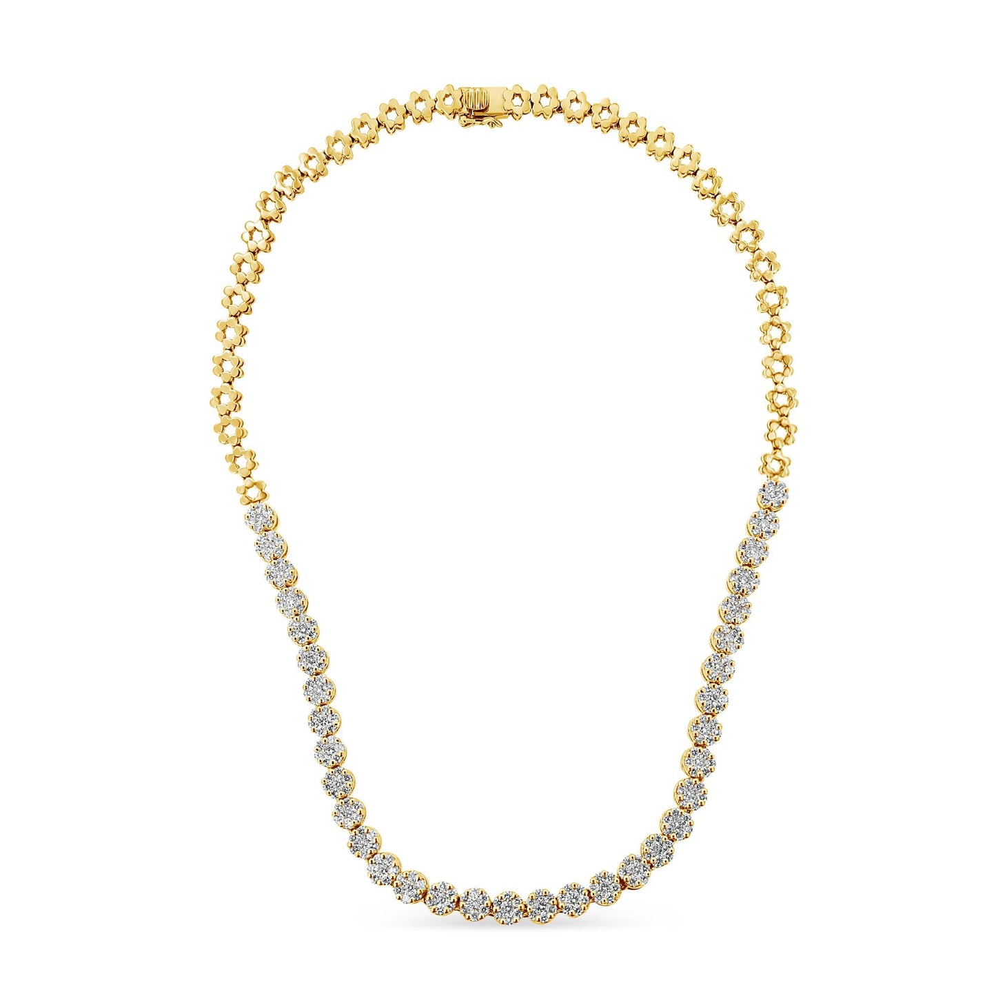 IGI Certified 14K Gold 8.0 Cttw Pave Set Round-Cut Diamond Cluster Graduating Riviera Statement Necklace (H-I Color, I1 Clarity)-1