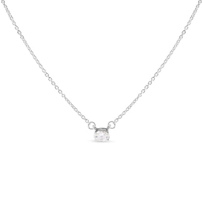 14K White Gold 1/4 Cttw Lab Grown Oval Solitaire Diamond East West 18" Pendant Necklace (G-H Color, VS2-SI1 Clarity)-0