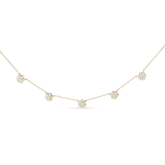 14K Yellow Gold 2.00 Cttw Diamond  Cluster 18" Station Necklace (I-J Color, I1-I2 Clarity)-0