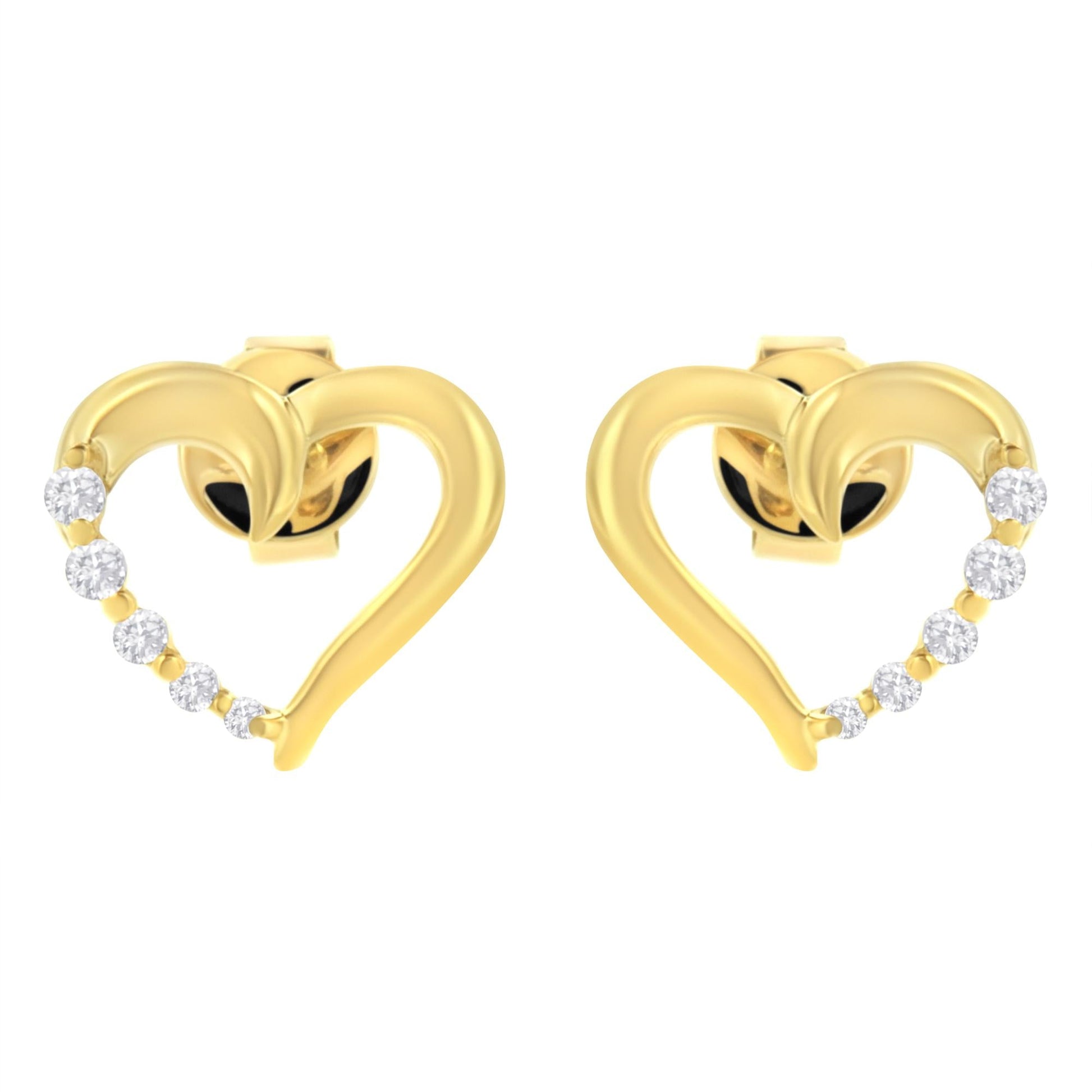 14KT Yellow Gold 1/8 cttw Diamond Journey Heart Earrings (K-L, I1-I2)-0