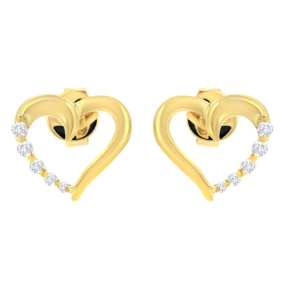 14KT Yellow Gold 1/8 cttw Diamond Journey Heart Earrings (K-L, I1-I2)-0
