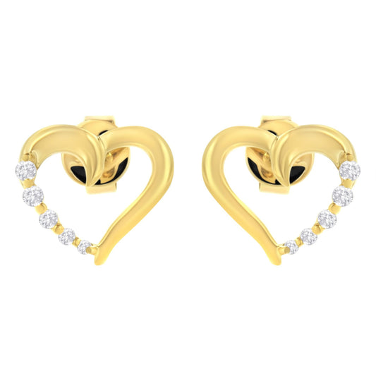 14KT Yellow Gold 1/8 cttw Diamond Journey Heart Earrings (K-L, I1-I2)-0