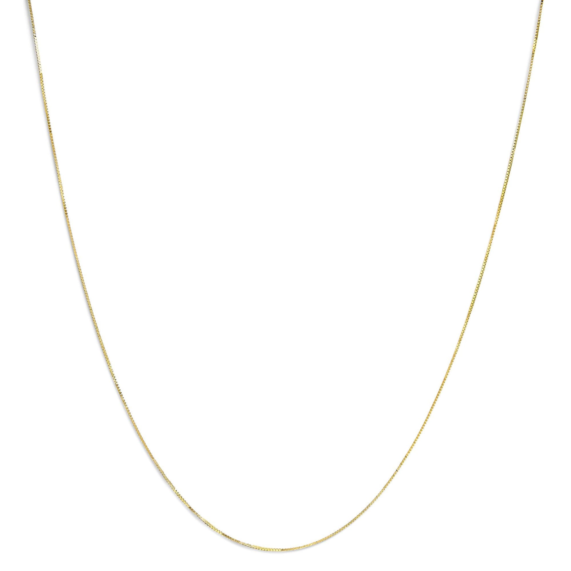 Unisex Solid 14K Gold 0.75mm Classic Box Chain Necklace-1