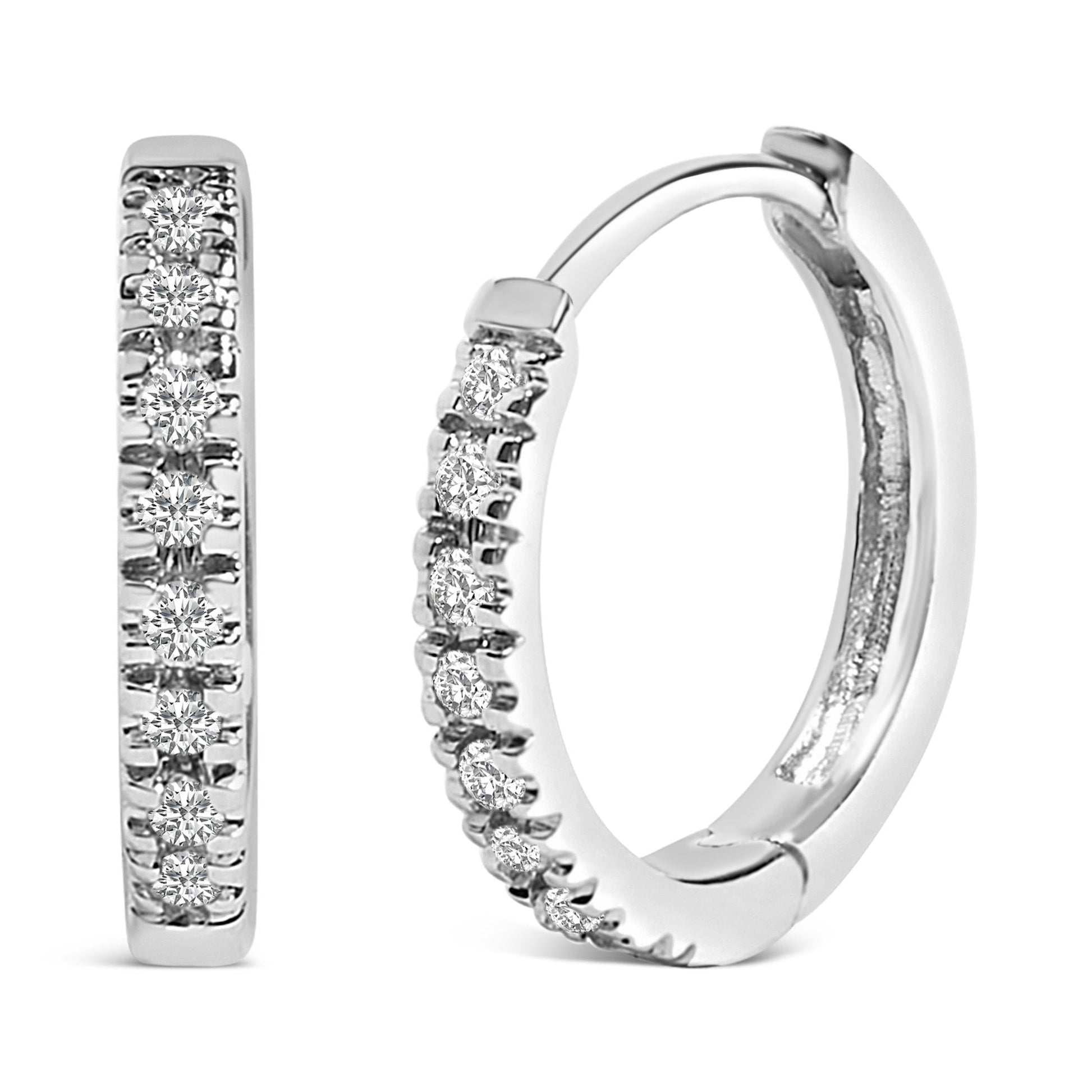 14K Gold 1/5 CTW Diamond Huggie Hoop Earrings-0