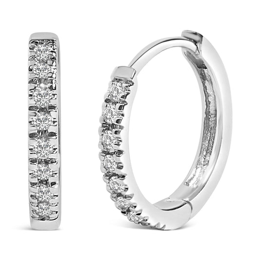 14K Gold 1/5 CTW Diamond Huggie Hoop Earrings-0