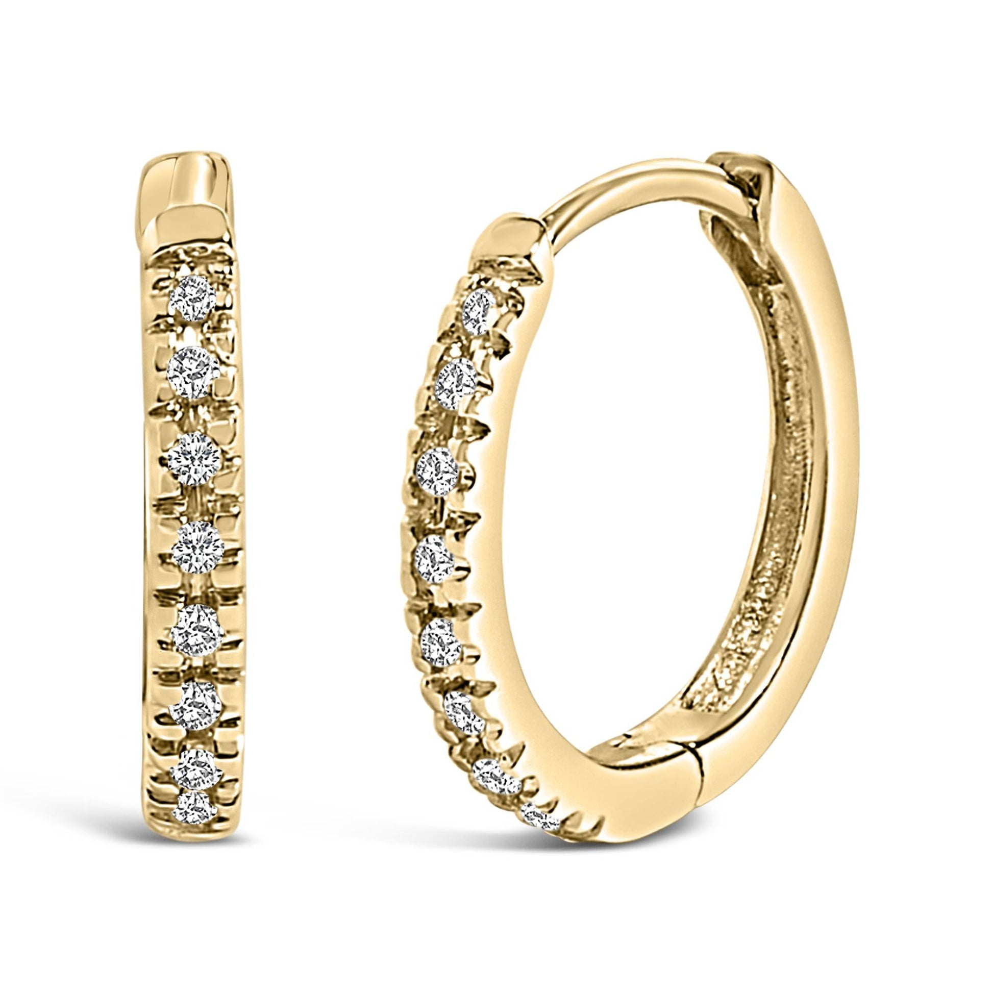 14K Gold 1/5 CTW Diamond Huggie Hoop Earrings-1
