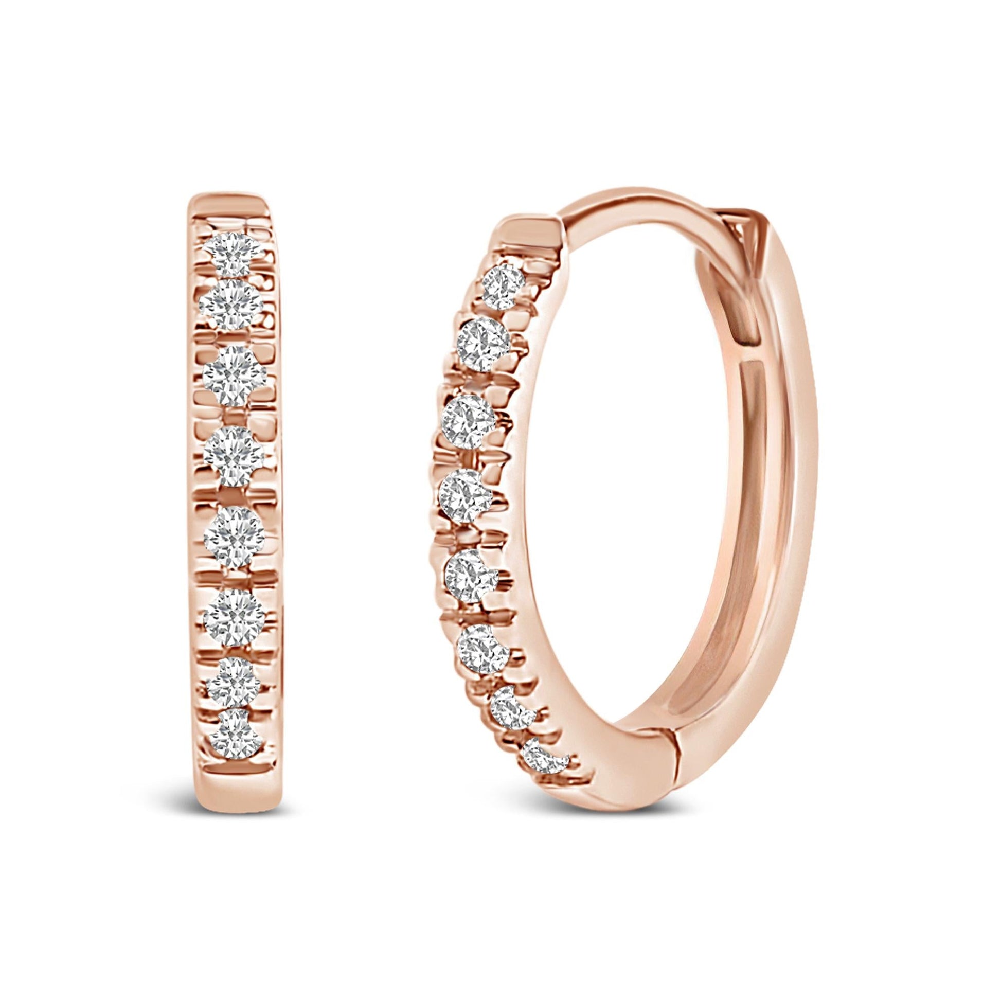14K Gold 1/5 CTW Diamond Huggie Hoop Earrings-2