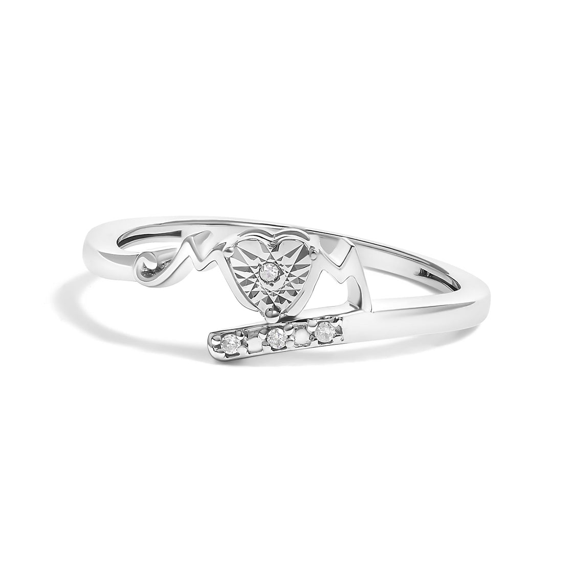 .925 Sterling Silver Diamond Accent "MOM" Heart Ring (J-K Color, I2-I3 Clarity)-0