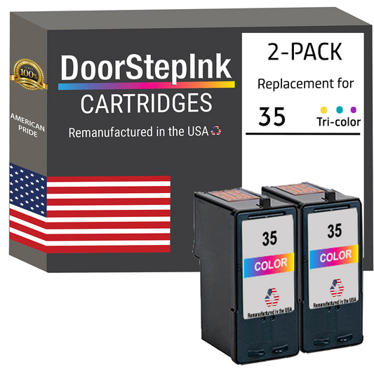 DoorStepInk Remanufactured in the USA Ink Cartridges for Lexmark #35 Color Twin Pack-0
