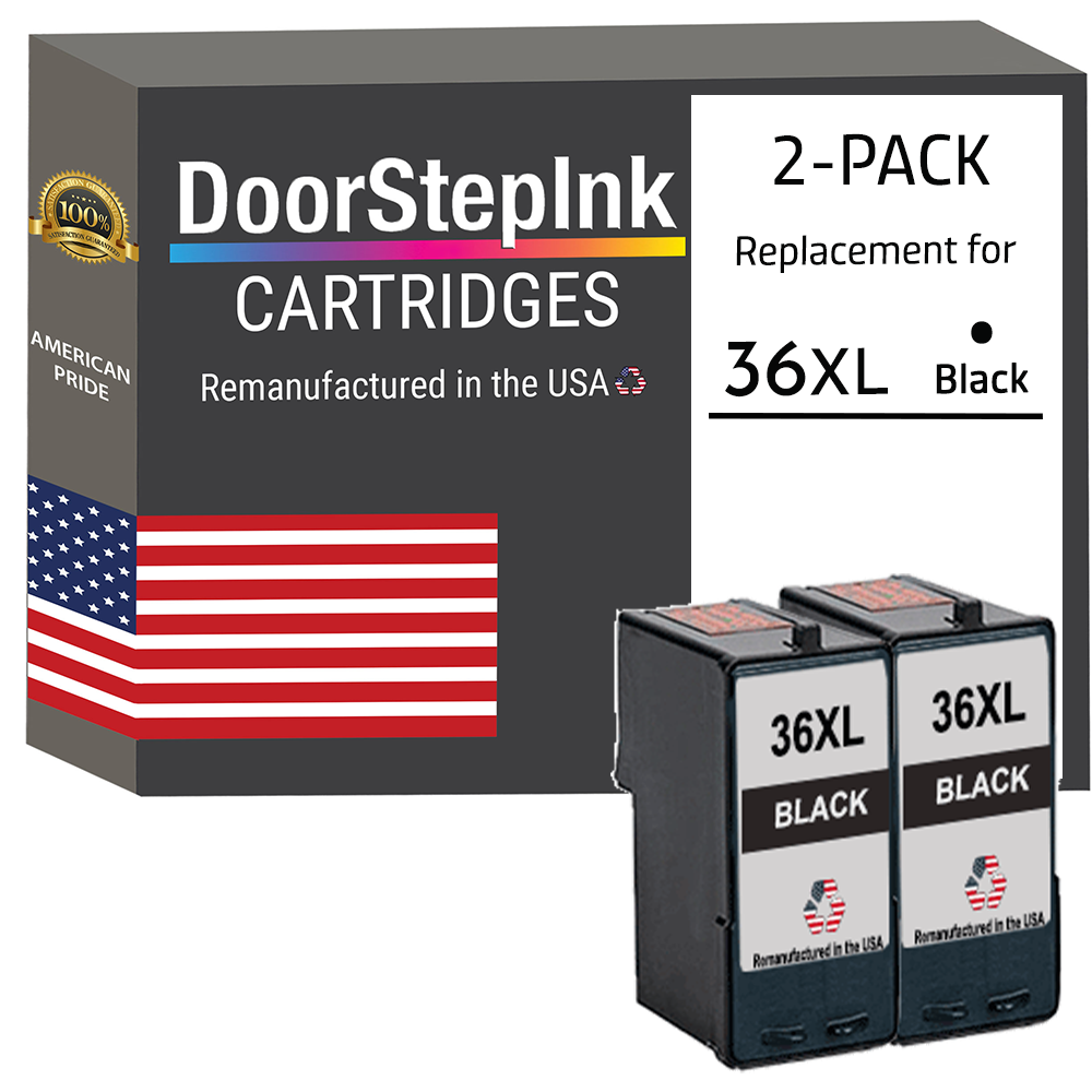 DoorStepInk Brand for Lexmark #36XL Black Remanufactured in the USA Ink Cartridges Twin Pack-0