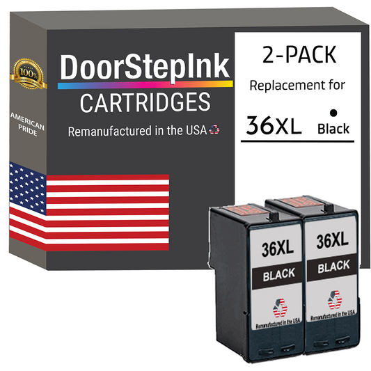 DoorStepInk Brand for Lexmark #36XL Black Remanufactured in the USA Ink Cartridges Twin Pack-0