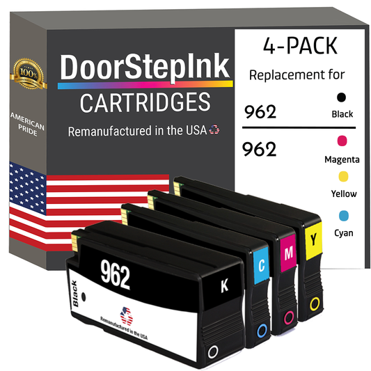 DoorStepInk Brand for HP 962 1 Black / 3 Color 4-pack Remanufactured in the USA Ink Cartridges-0