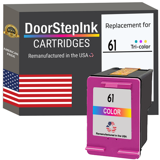 DoorStepInk Brand for HP 61 (CH562WN) Color Remanufactured In USA Ink Cartridge-0