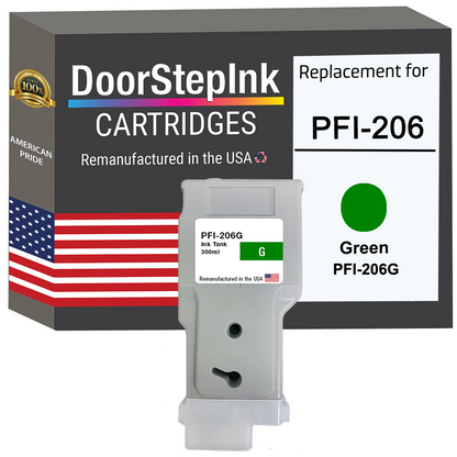 DoorStepInk Brand for Canon PFI-206 300mL Green PFI-206G Remanufactured in the USA Ink Cartridge-0