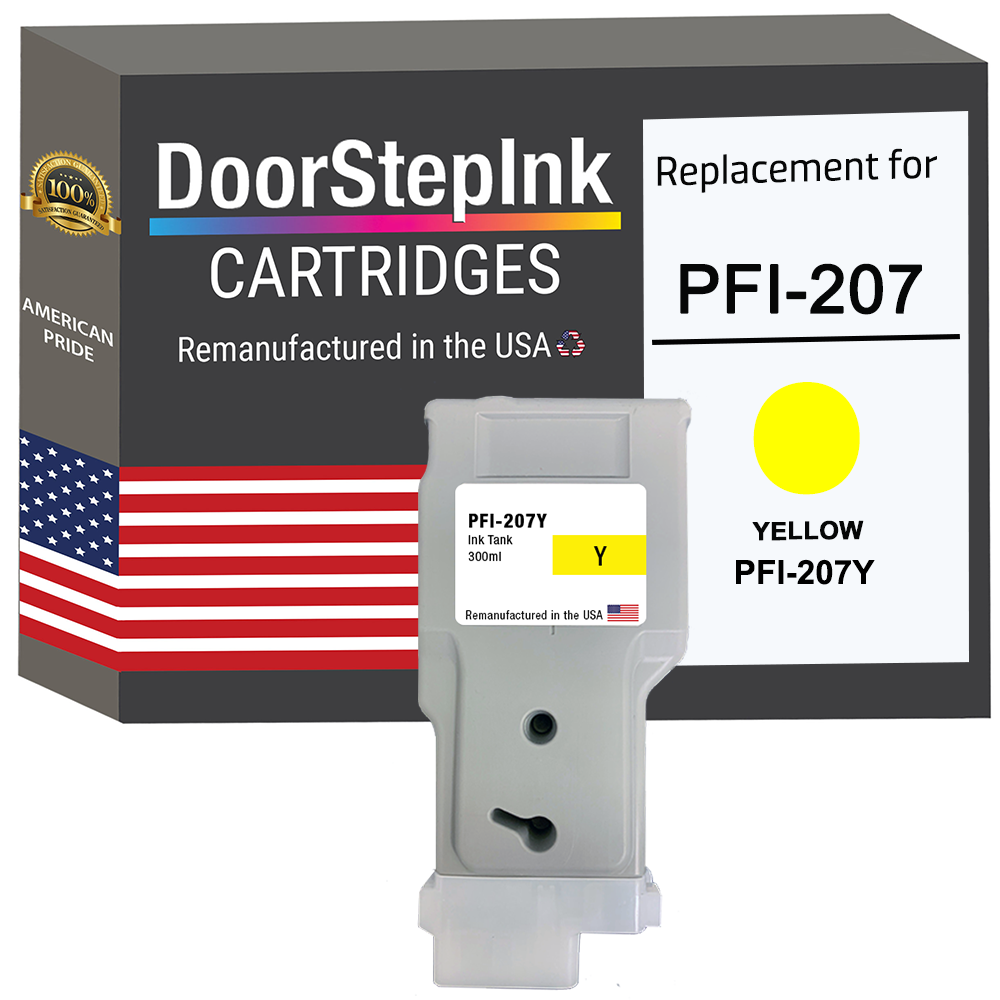 DoorStepInk Brand for Canon PFI-207 300mL Yellow PFI-207Y Remanufactured in the USA Ink Cartridge-0